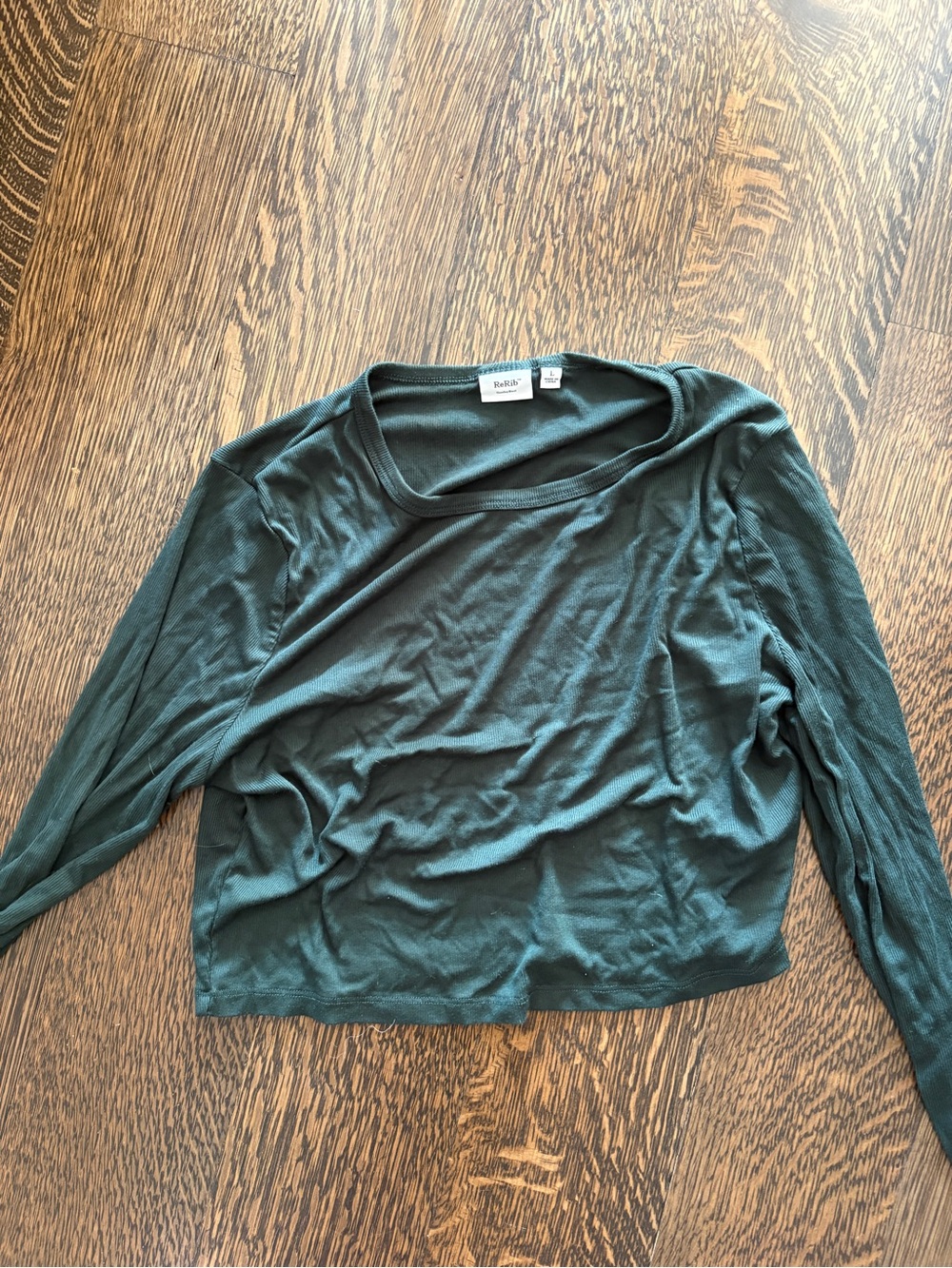 Aritzia Sundays best rerib Forest Green Long-Sleeve Crop Top